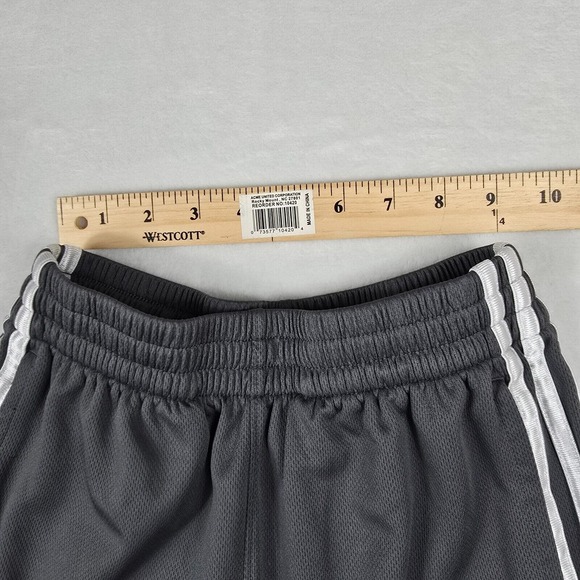 Adidas Youth Size Medium 10/12 Gray Athletic Striped‎ Shorts - Picture 4 of 7
